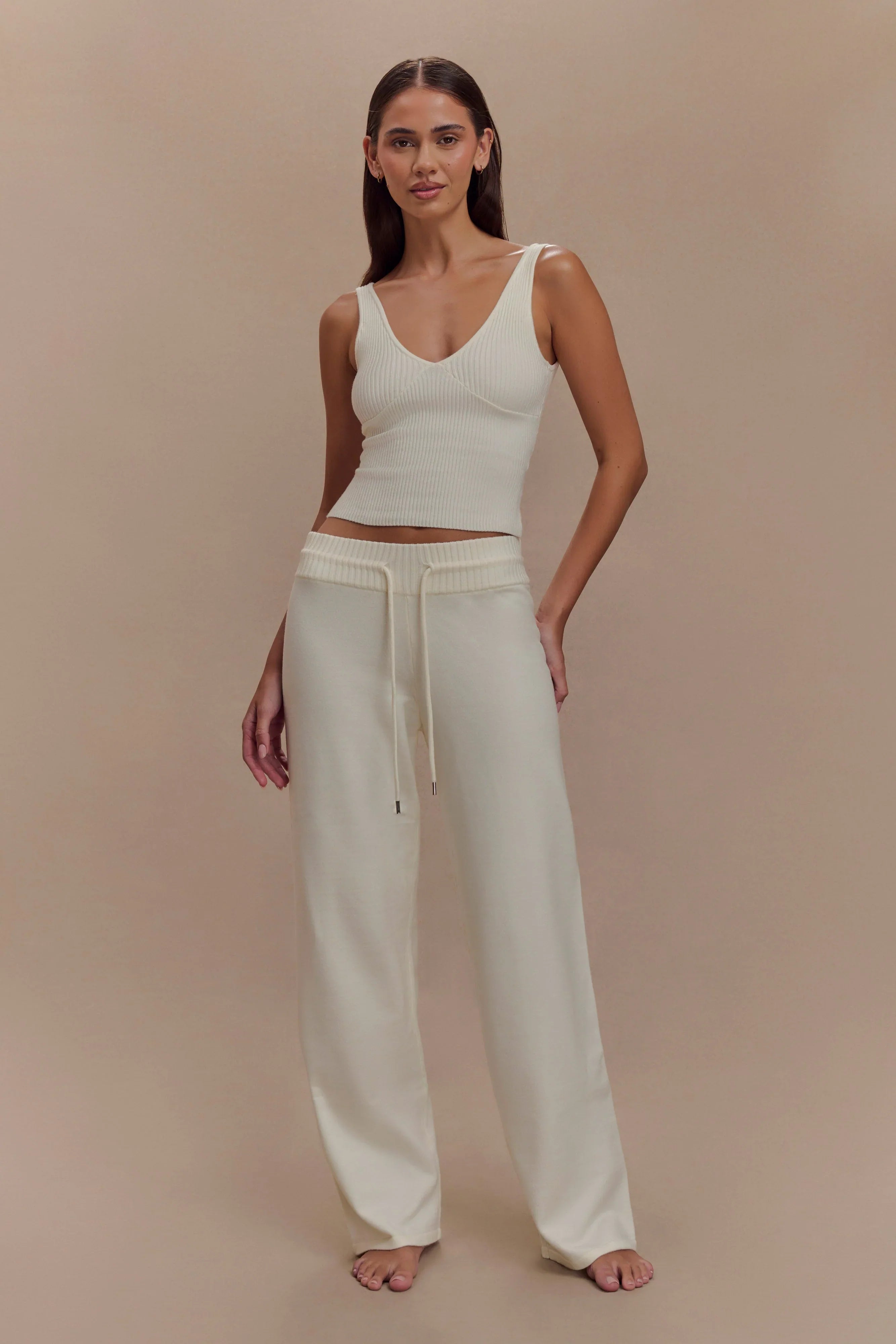 Natalya Knit Wide Leg Pants Ivory