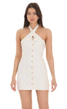 Cross Neck Halter Dress in White