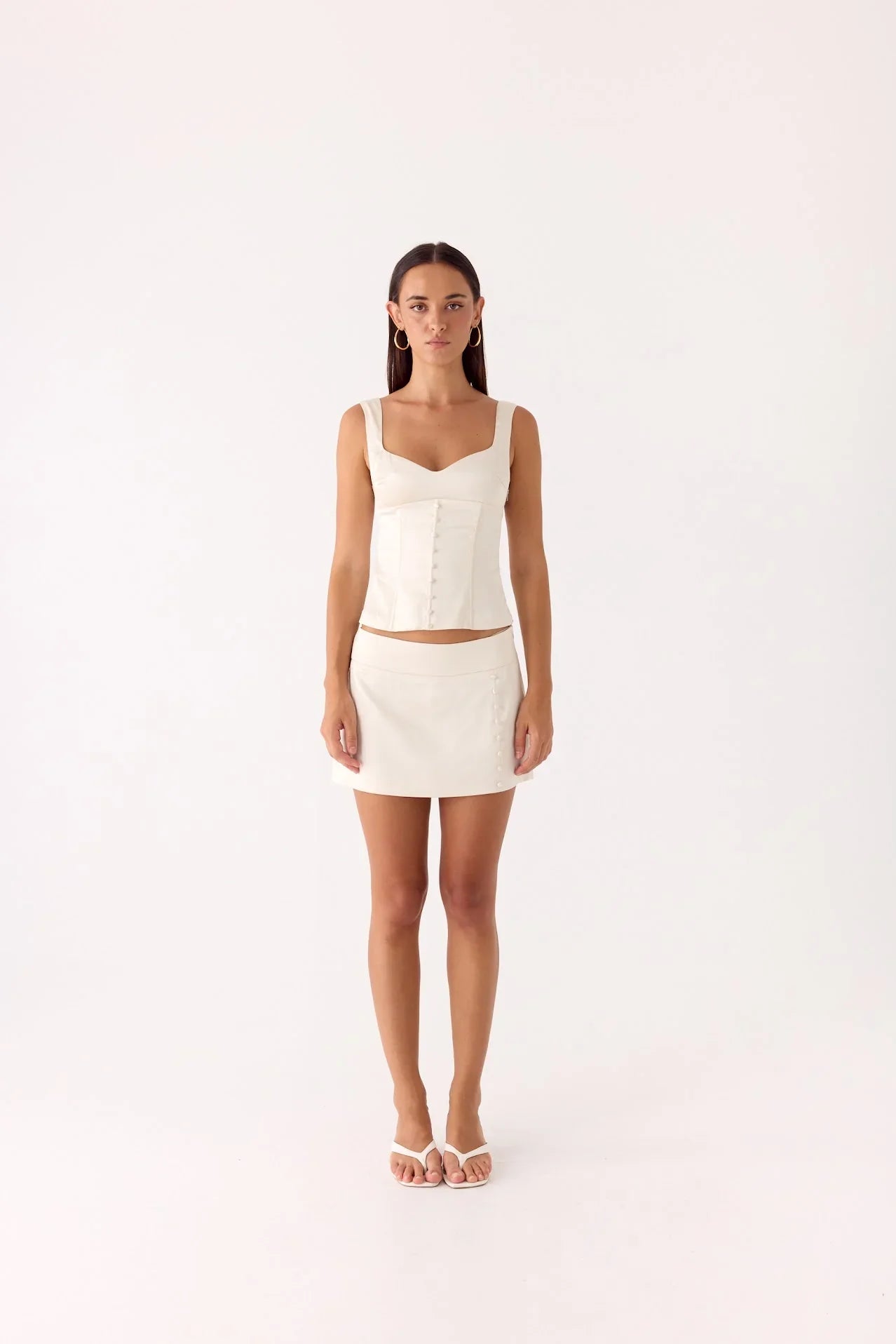 Posy Satin Mini Skirt Ivory
