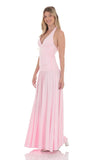 Halter Drop Waist Maxi Dress in Pink