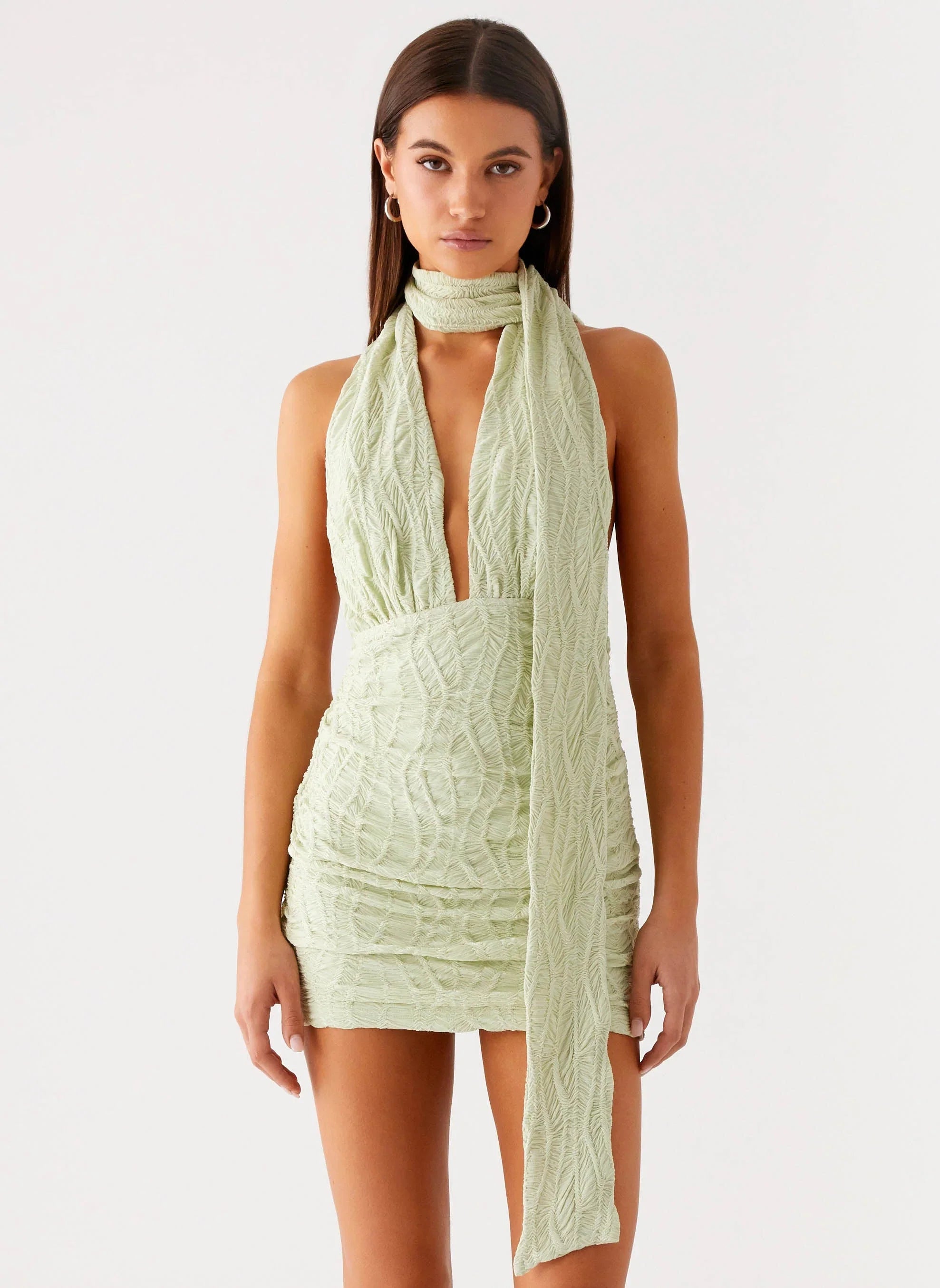 Crimson Mini Dress Forest Sage
