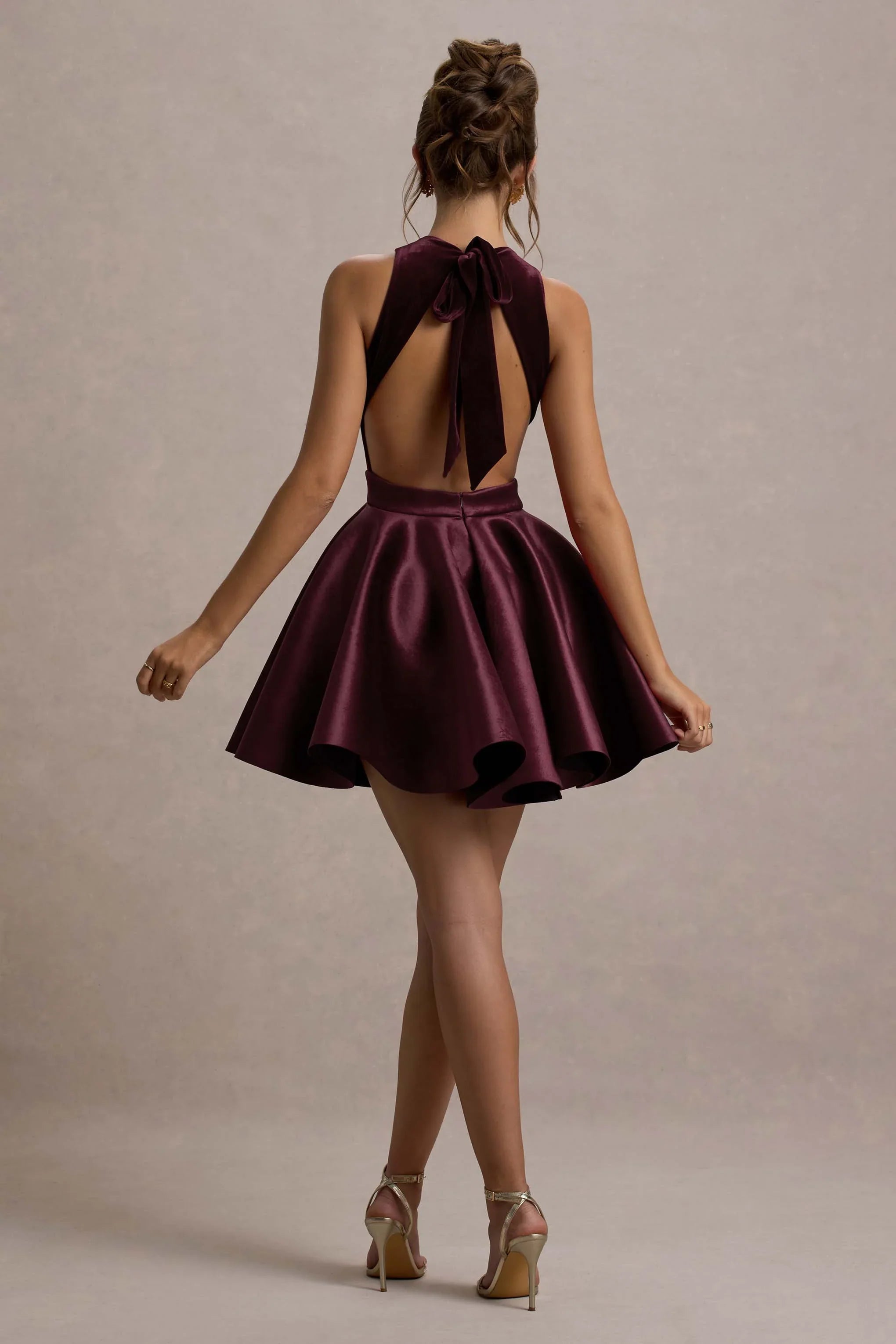 Mackie Port Velvet Sleeveless Skater Mini Dress