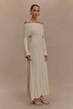 Alonza Long Sleeve Knit Midi Dress Cream