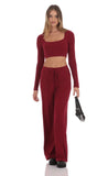 Cropped Ribbed Top in Maroon