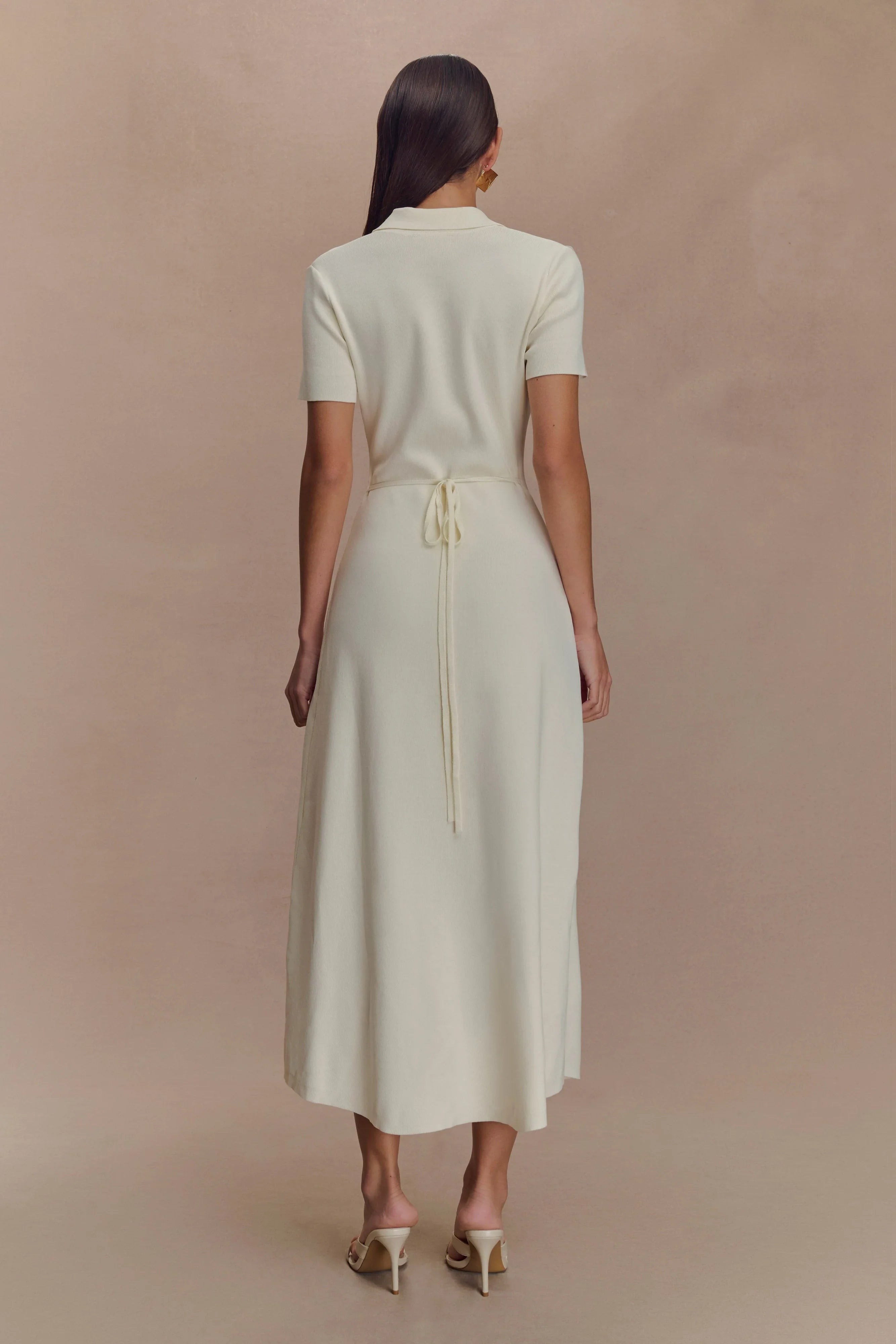 Pearson Short Sleeve Knit Midi Dress Ivory