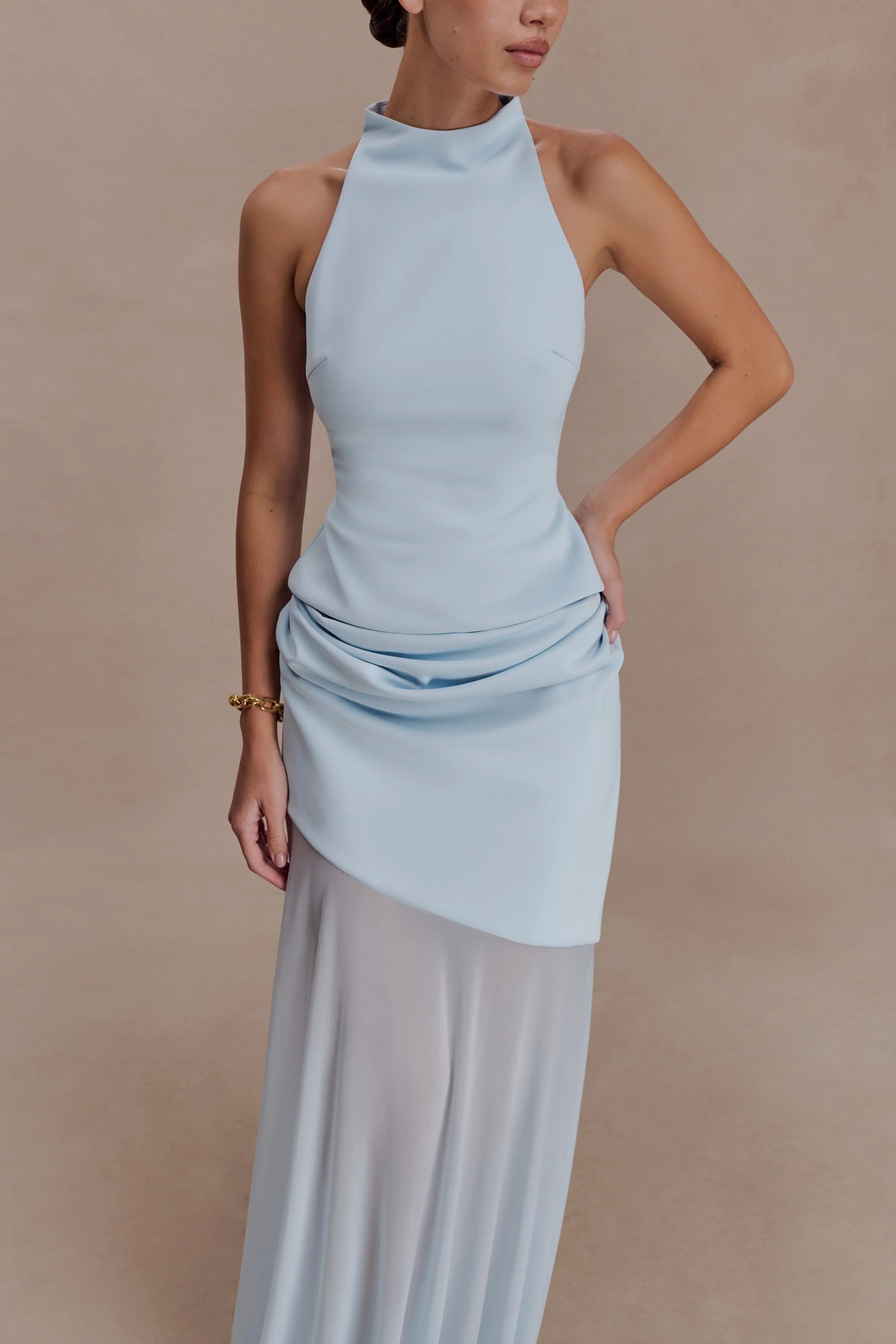 Portia Scuba Sleeveless Top Pale Blue