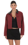 Two Toned Collar Jacket in Burgundy