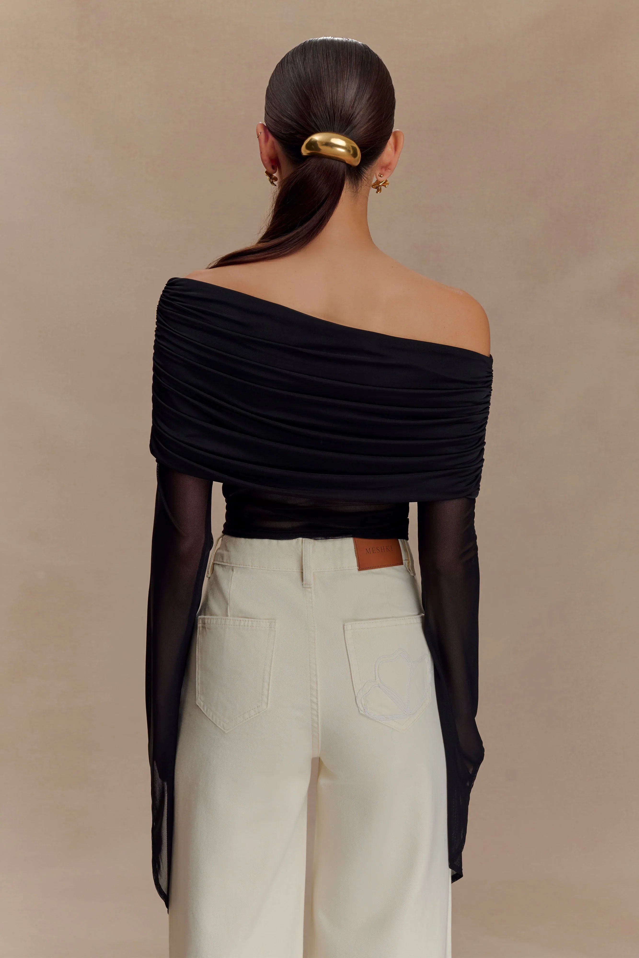 Dahlia One Shoulder Top Black