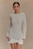 Aileen Ruffle Crochet Mini Dress Ivory