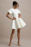 Emelia White Puff Sleeve Skater Mini Dress