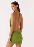 Dialed In Chiffon Mini Dress Fern Green