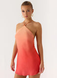 Palm Sugar Beaded Mini Dress Sunset Ombre
