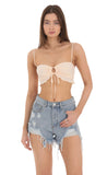 Ruffle Crop Top in Light Peach