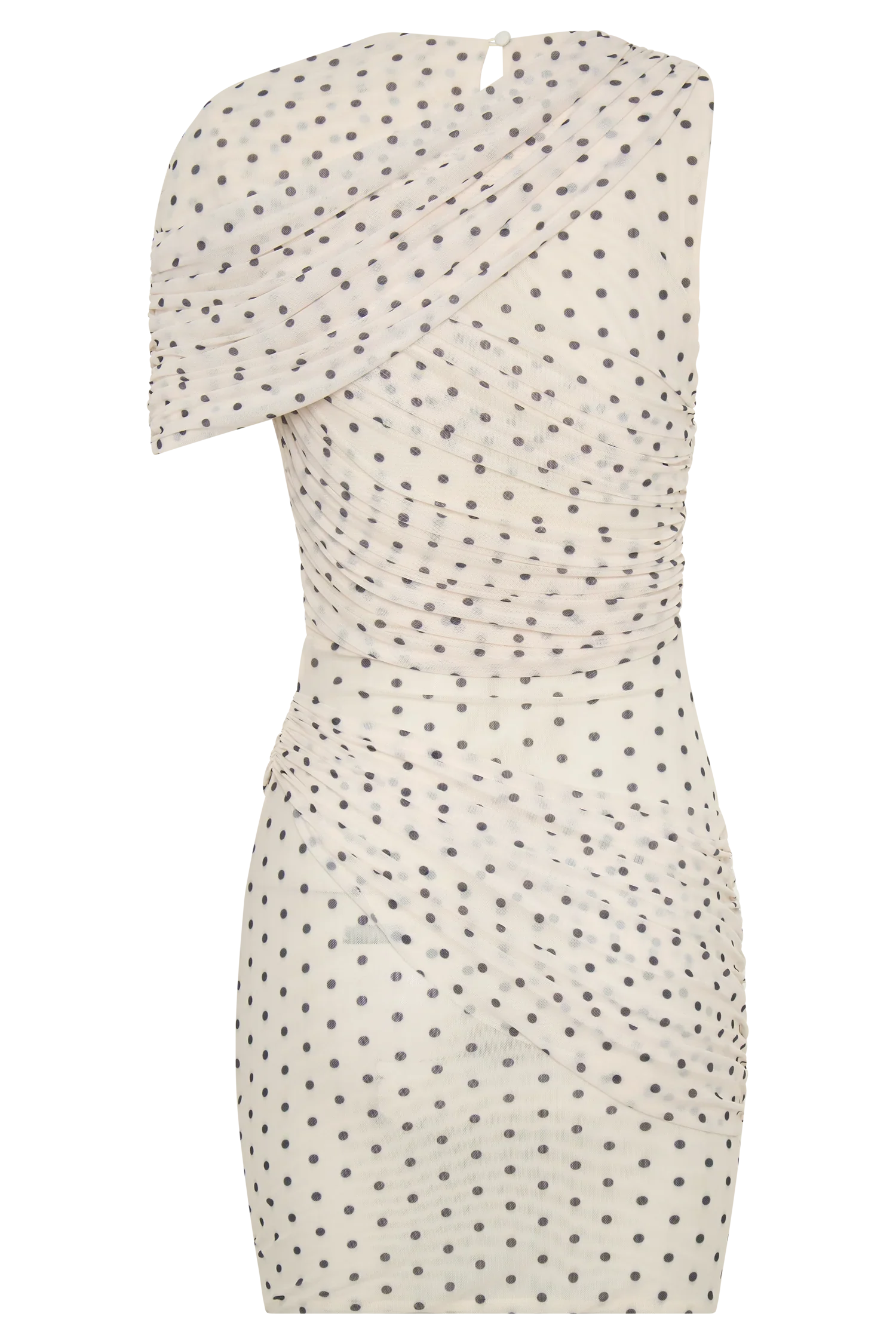 Adrienne One Shoulder Mesh Mini Dress Polka Dot