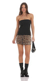 Side Zip Strapless Top in Black