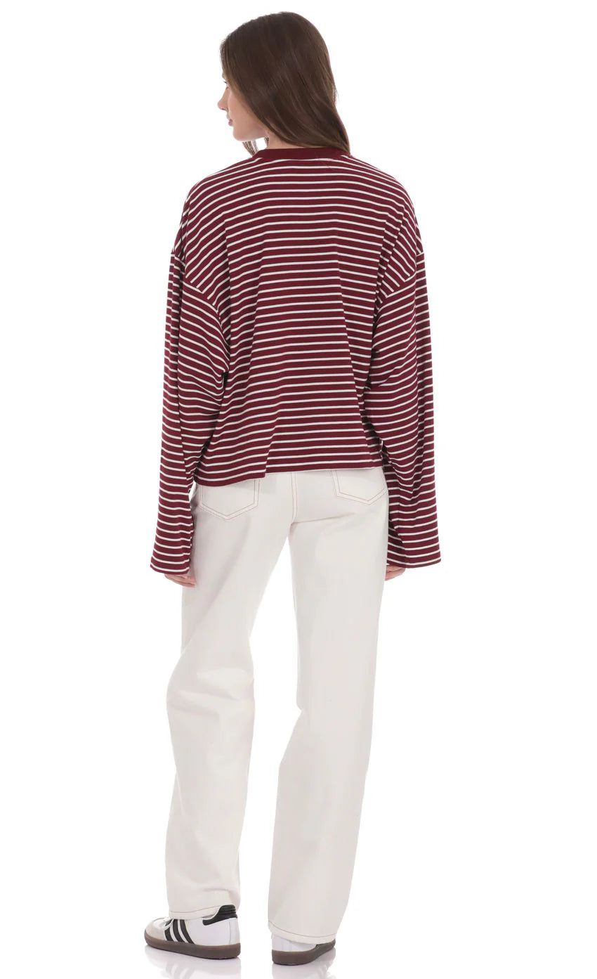 Oversized Striped Shirt in Red and White