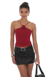 Studded Belt Faux Leather Skirt in Black