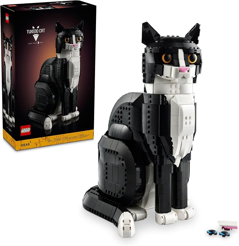 LEGO Ideas Tuxedo Cat Building Sets for Adults Ages 18 DIY Crafts Kit for Home Decor Living Room or Bedroom Gift for Animal Lovers 21349