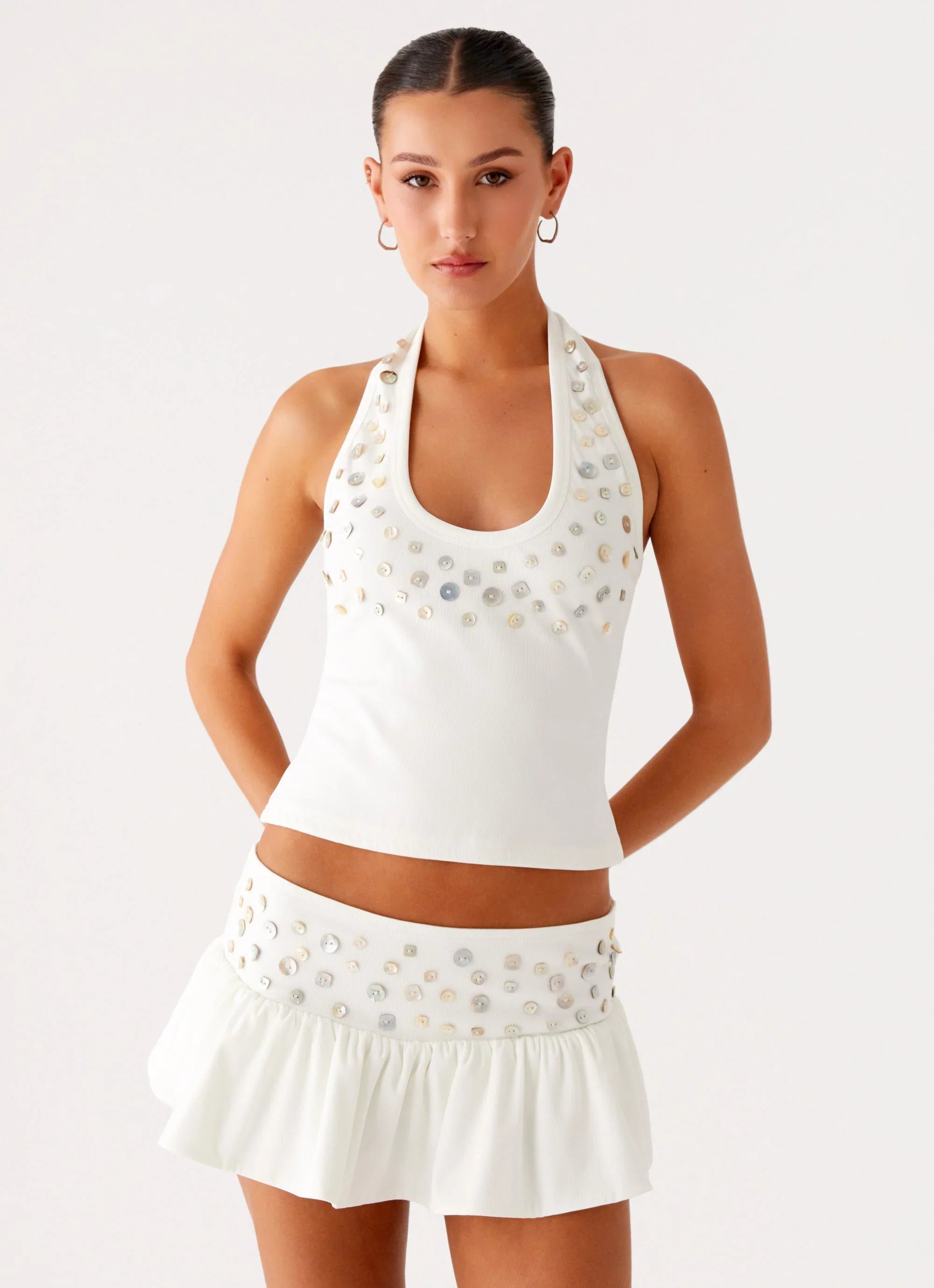 Vegas Nights Low Rise Skort White