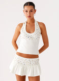 Vegas Nights Low Rise Skort White