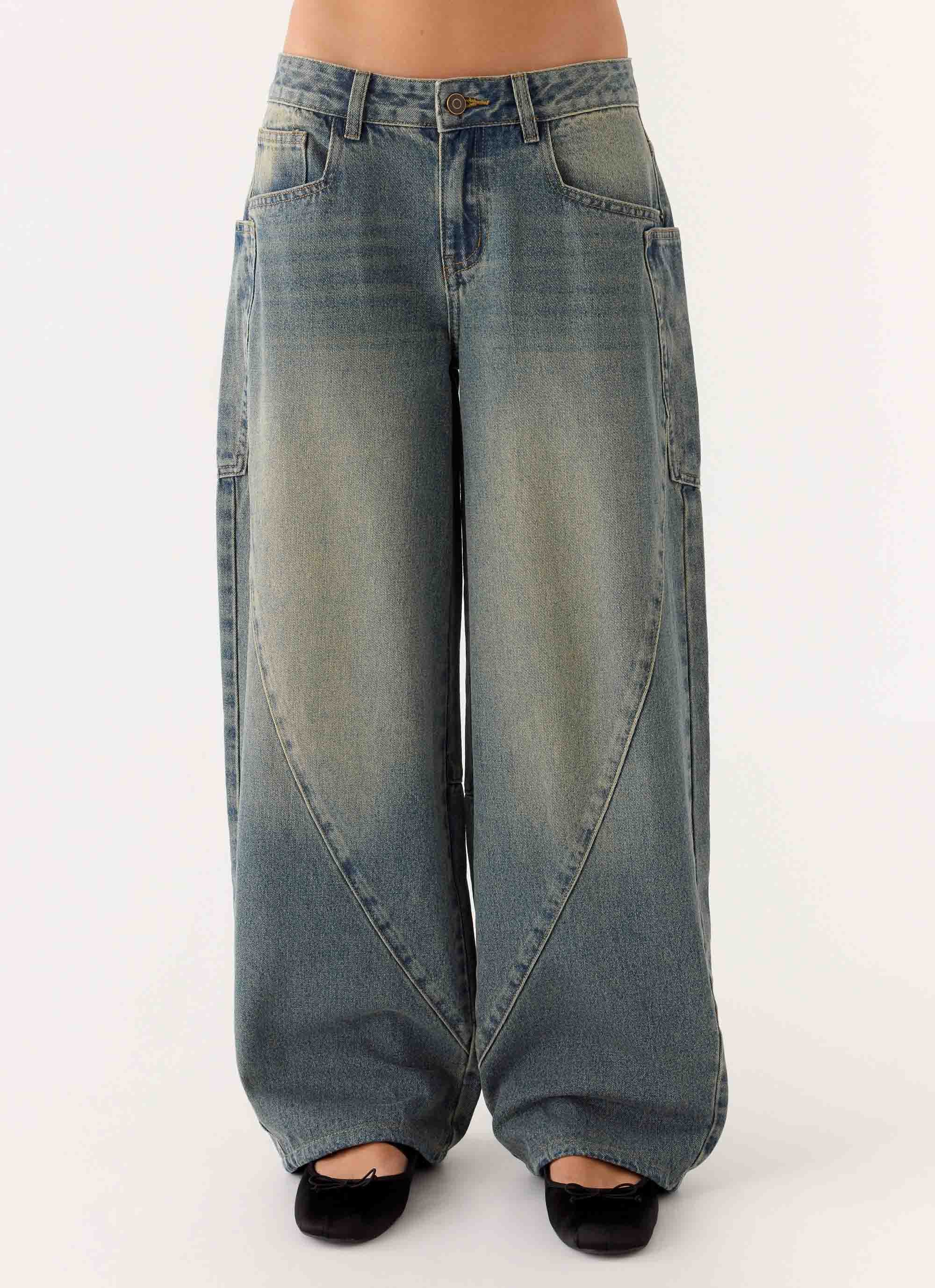 Joseph Low Rise Denim Jeans Vintage Wash Blue