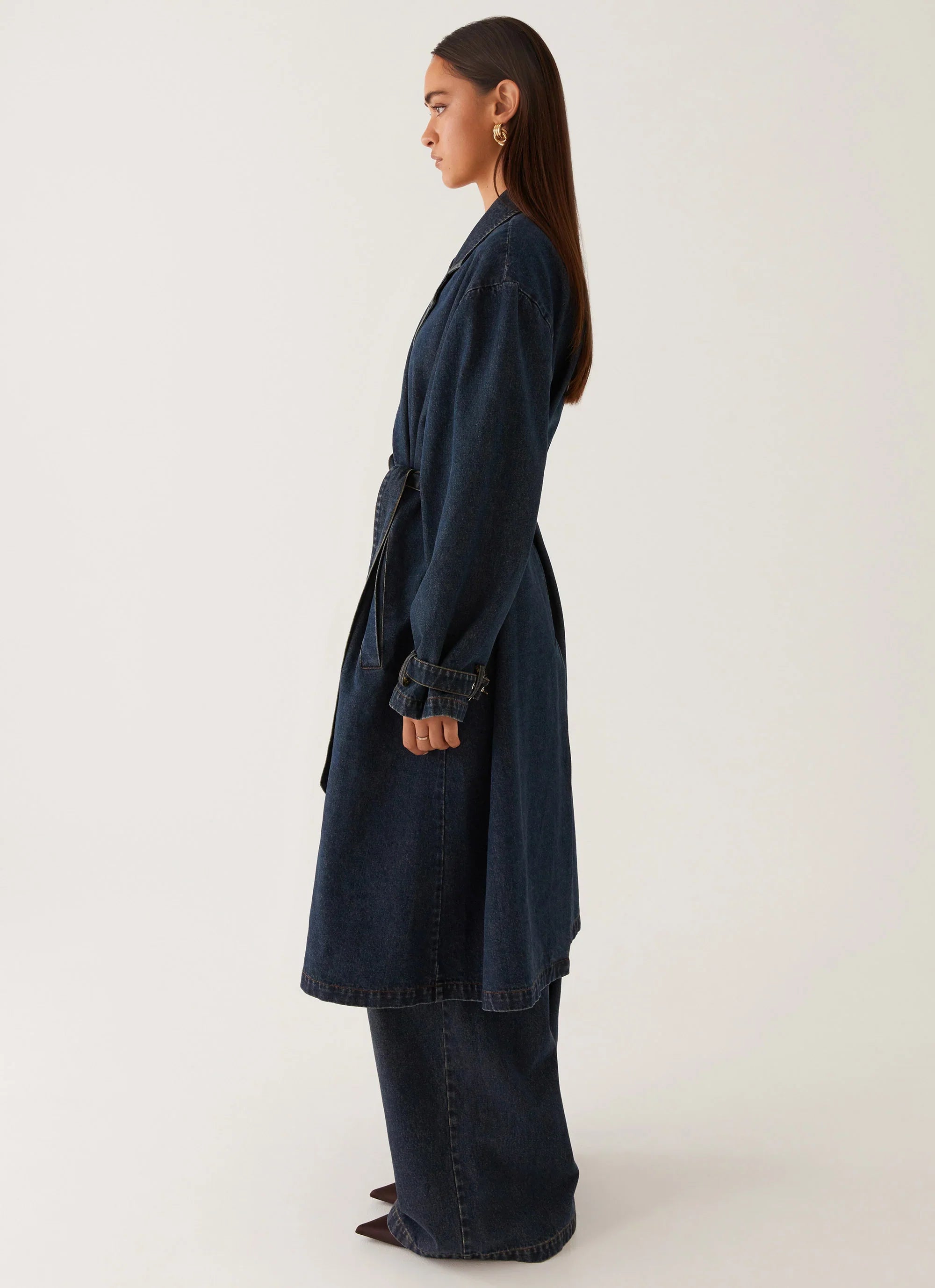 Yosemite Oversized Trench Coat Blue