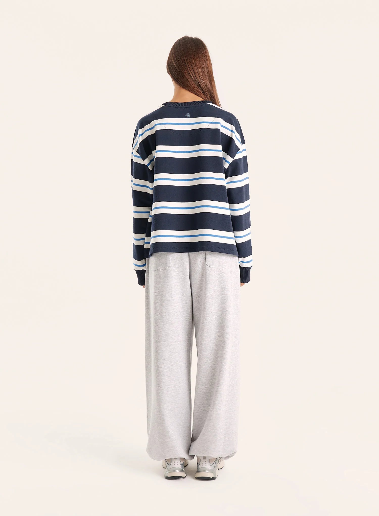 Navy And White Stripe Long Sleeve Top