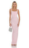 Square Neck Open Back Maxi Dress in Pink