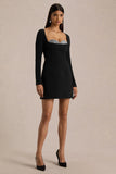 Martha Black Embellished Sweetheart Neck Mini Dress