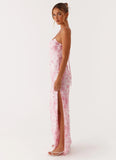 Bright Lights Beaded Maxi Dress Pink