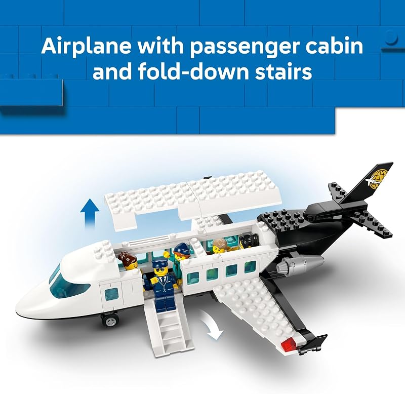 LEGO City Airport with Airplane Building Toy Building Toy for Kids Pretend Play Travel Set for Boys Girls Ages 8 Includes 9 Minifigures Gift Idea for Birthdays 60502