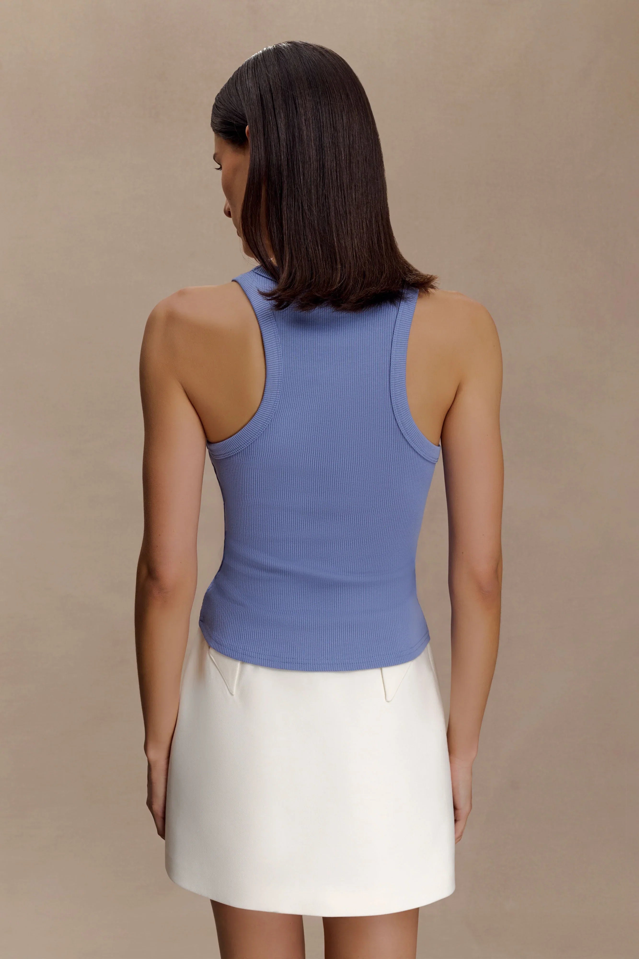 Lola Ribbed Sleeveless Top With Hardware Cornflower Blue