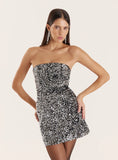 Black Bandeau Sequin Mini Dress