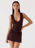 Cherry Sky Mini Dress Chocolate