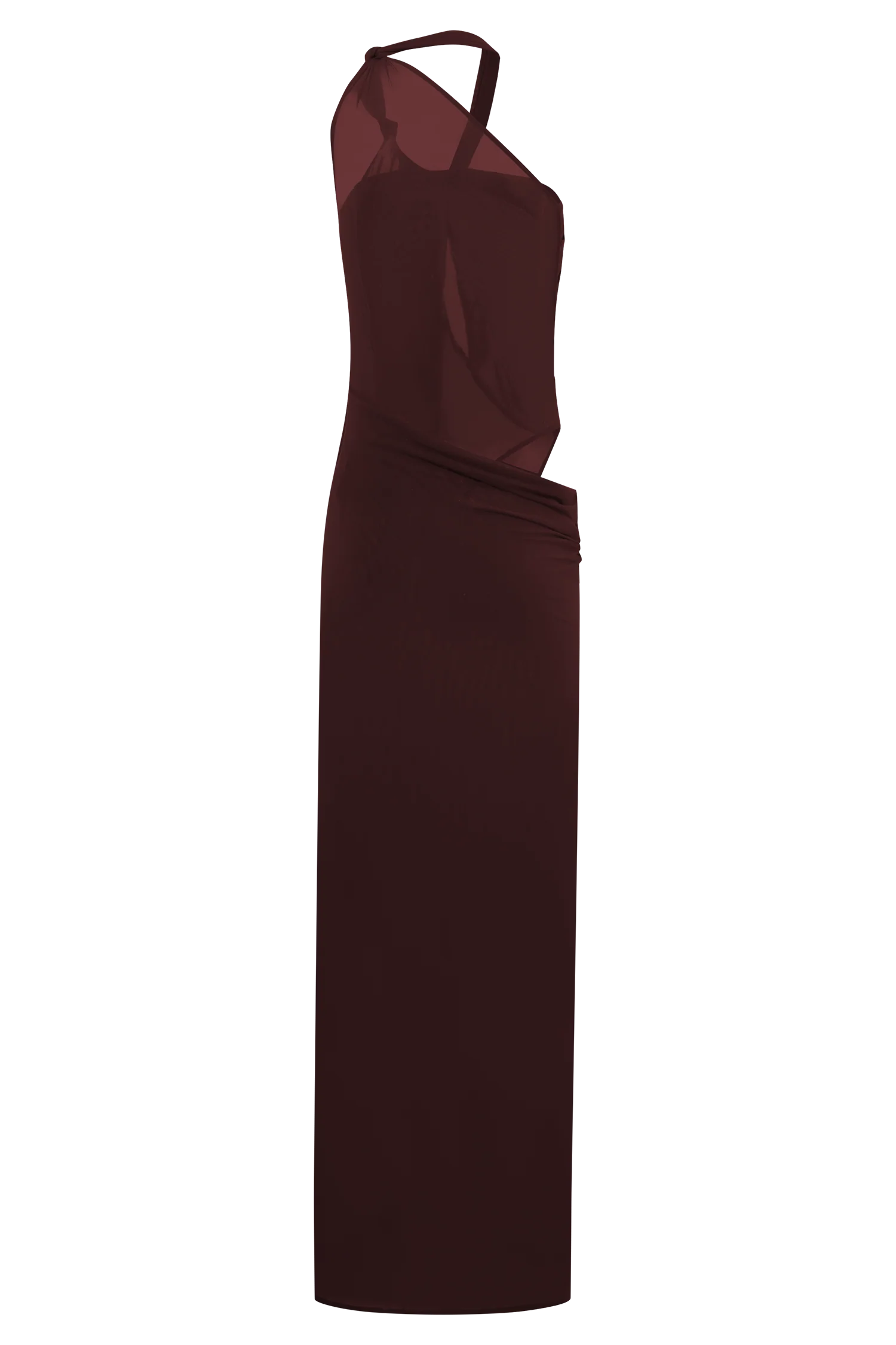 Edwina Knotted Mesh Maxi Dress Mahogany