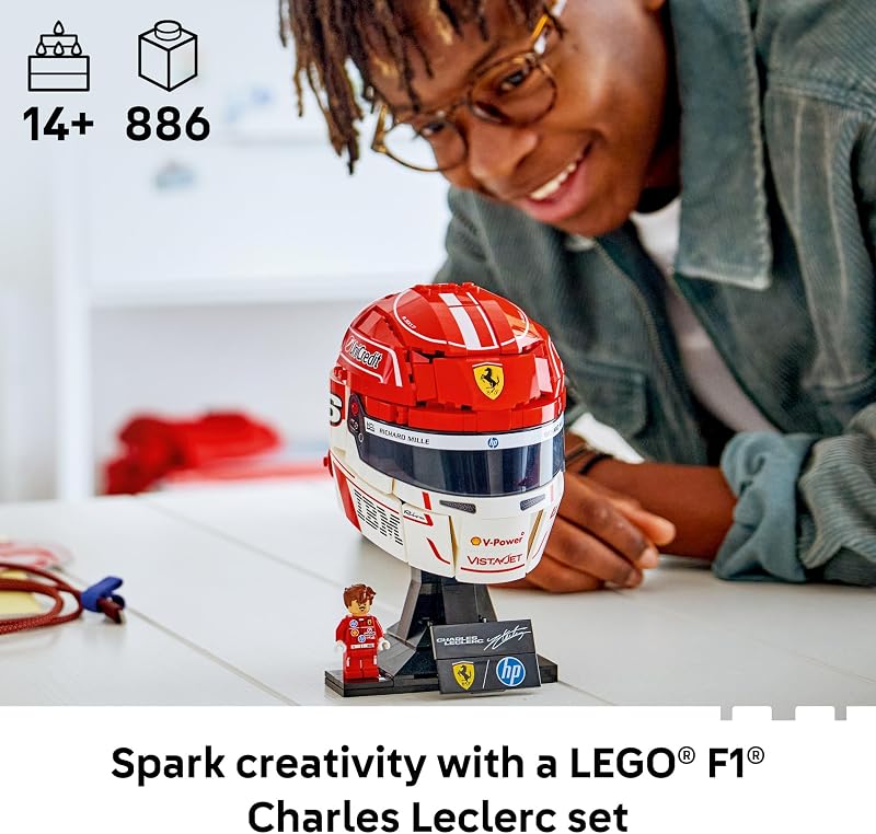 LEGO Editions Scuderia Ferrari HP Charles Leclerc Helmet Building Set for Teens Ages 14 Collectible F1 Display Bedroom or Home Office Decor Gift for Formula 1 Fans 43014
