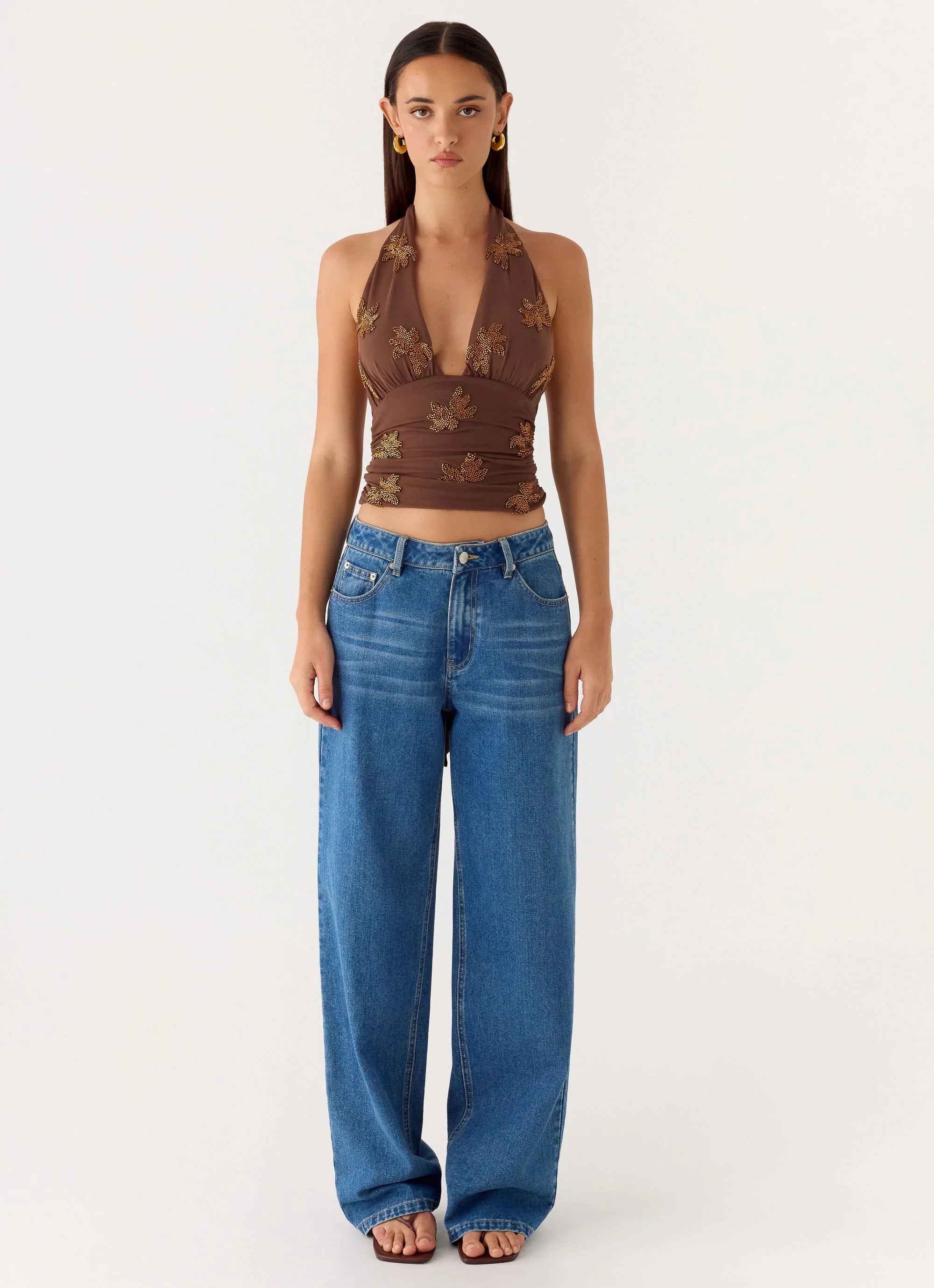 Malachi Beaded Top Chocolate