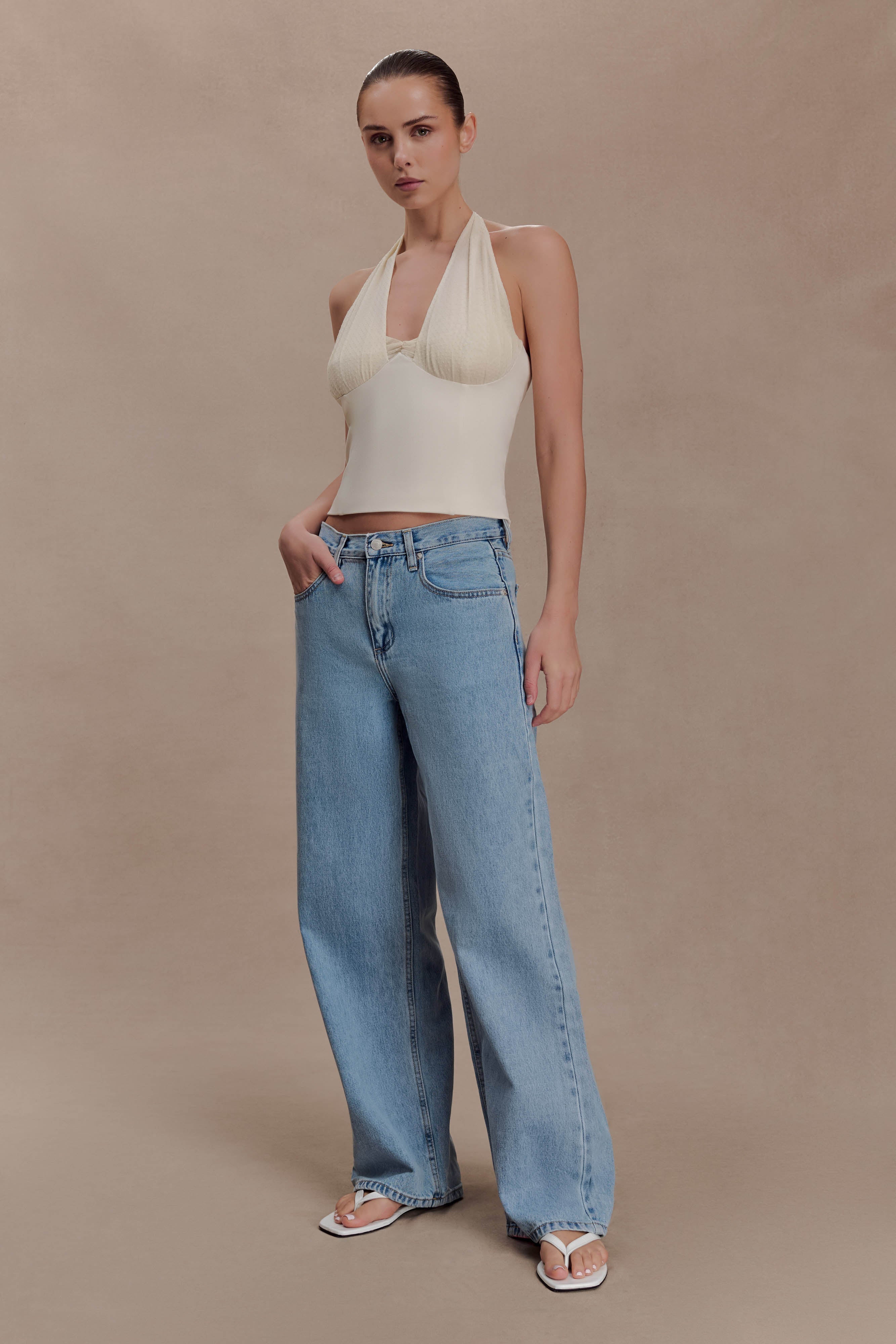 Cressida Crepe Halter Top Ivory