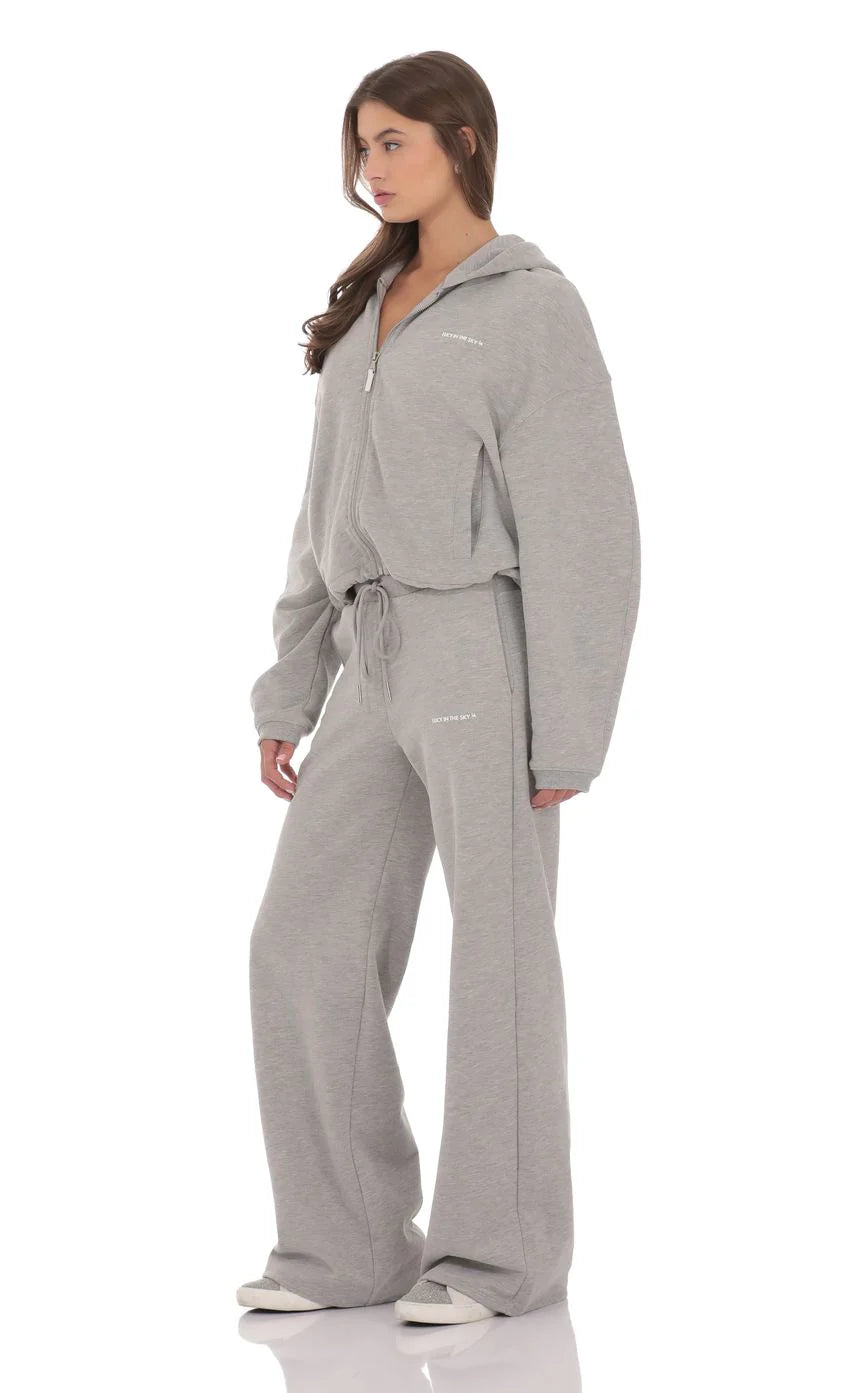 Fleece Straight Sweatpants in Grey