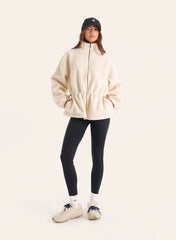 Cream Toggle Waisted Peplum Hem Fleece