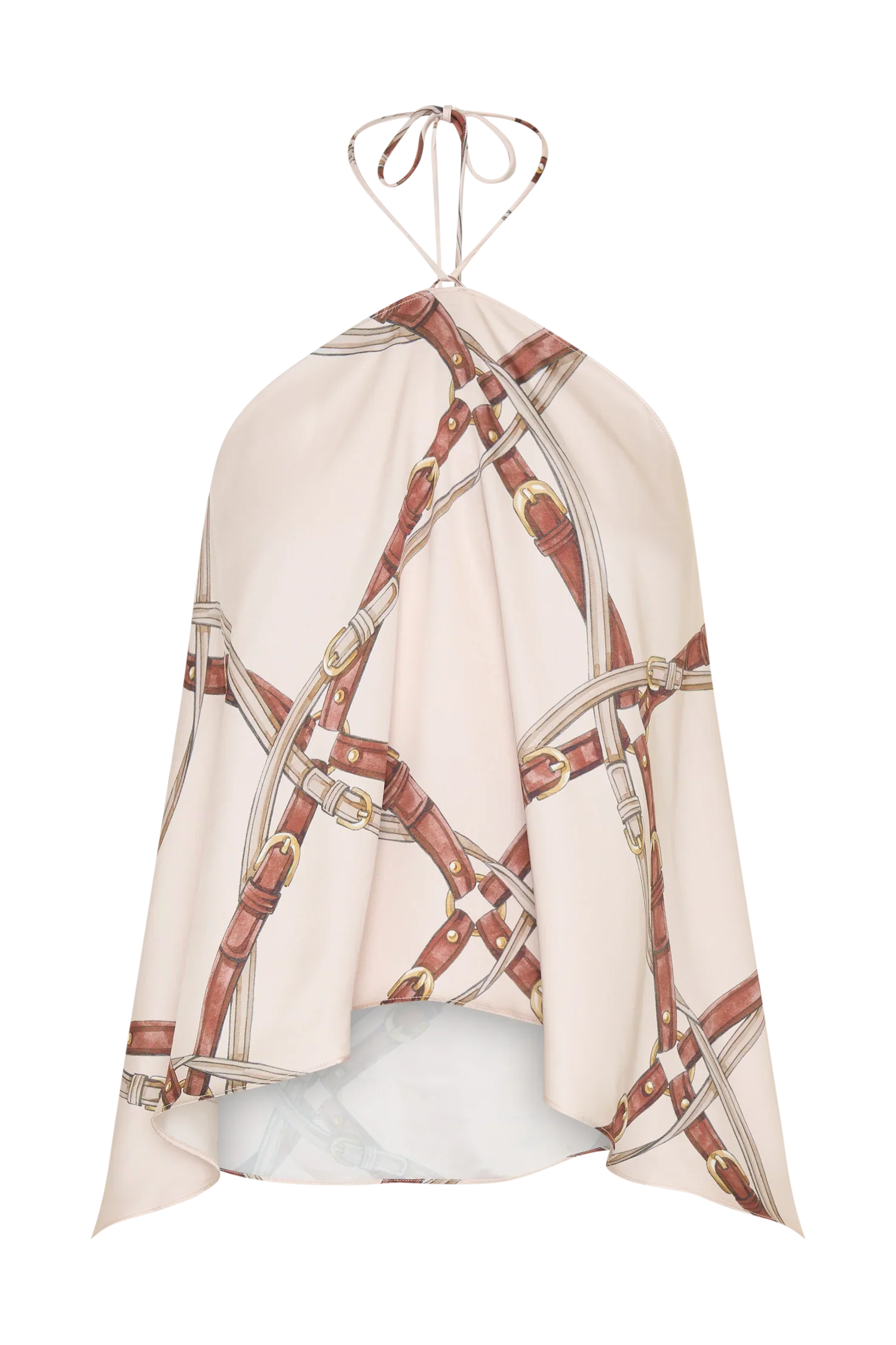 Adelaide Draped Satin Halter Top Chain Print