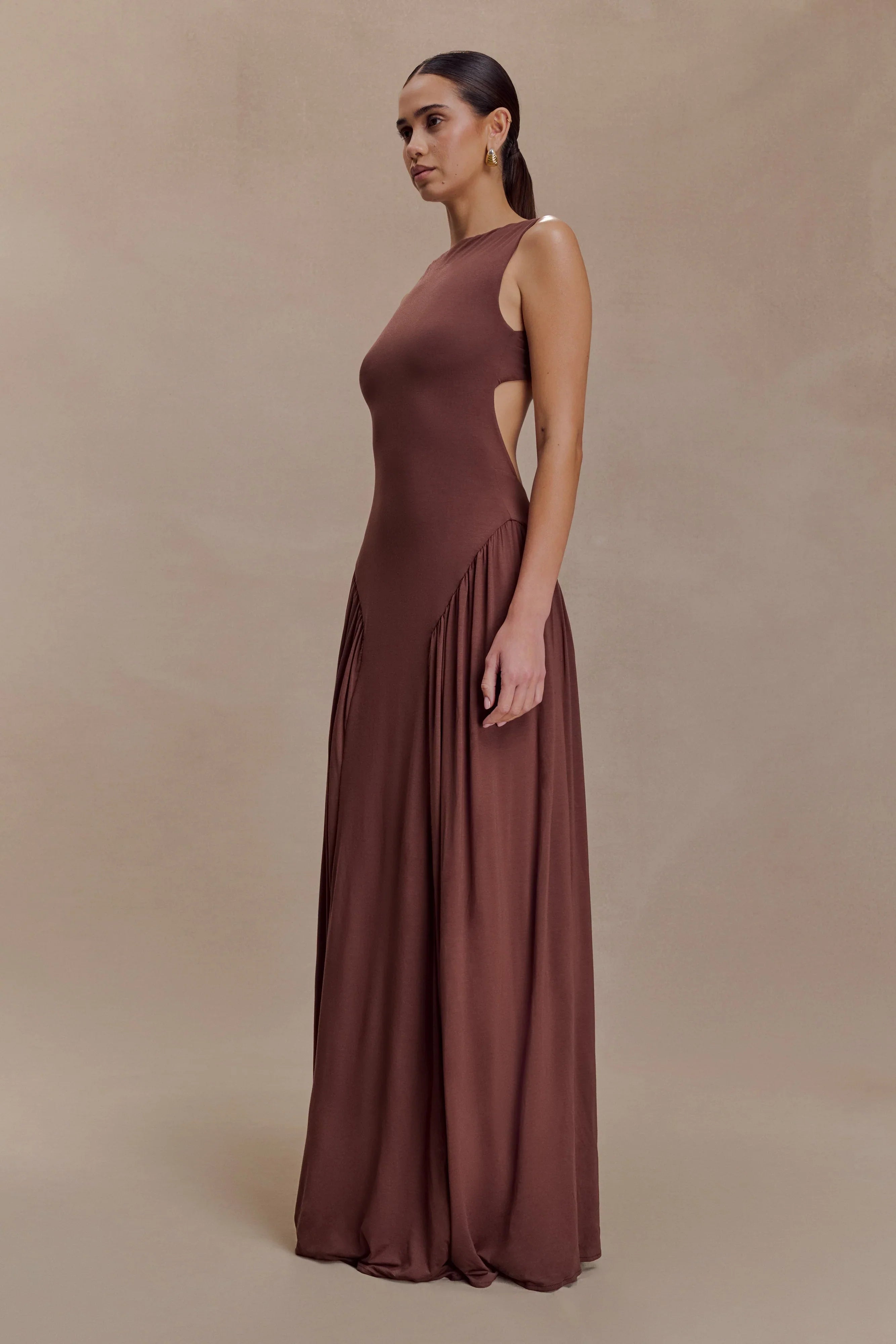 Marnie Modal Sleeveless Maxi Dress Chocolate