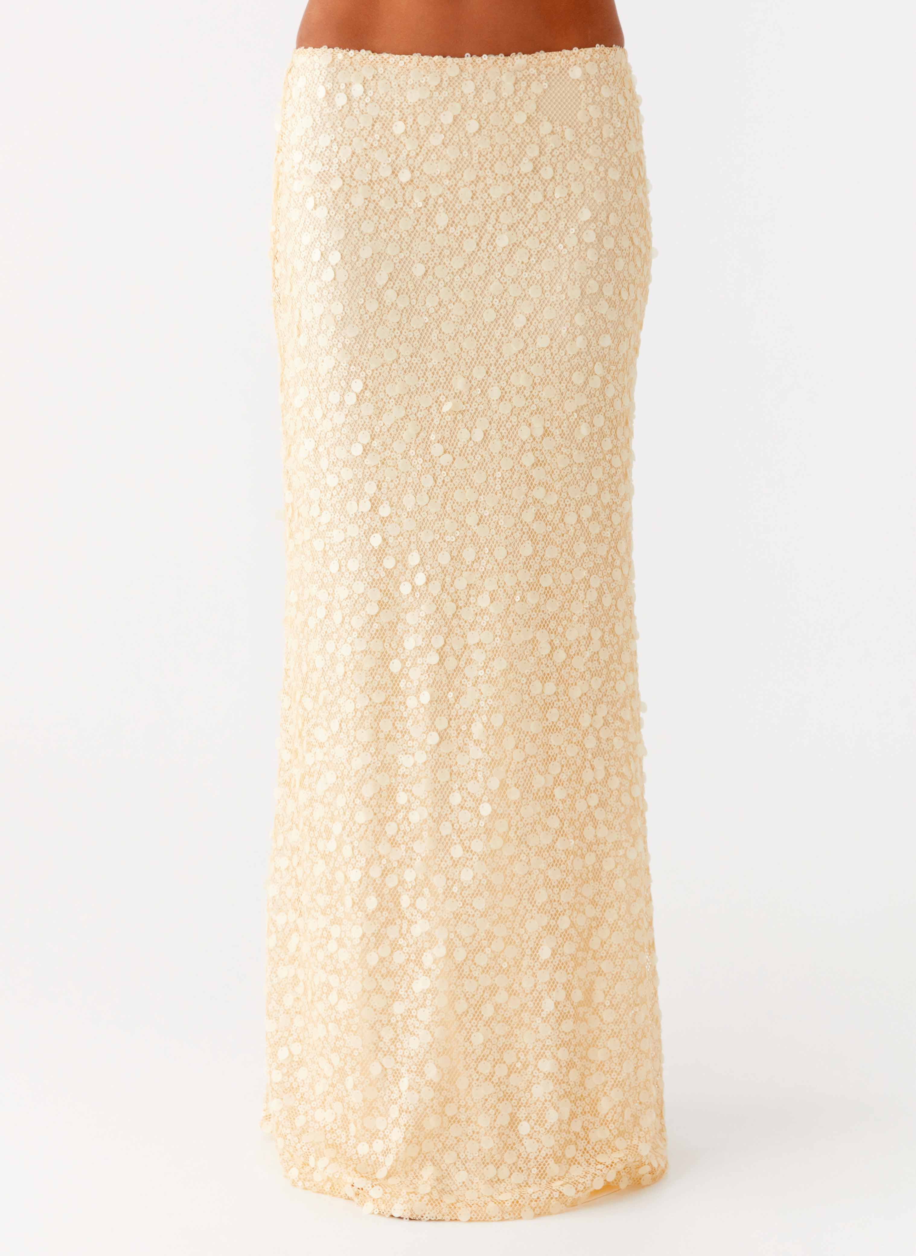 Honestly Sequin Maxi Skirt Yellow