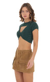 Knit Cutout Top in Green