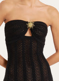 Black Knitted Cut Out Bandeau Maxi Dress