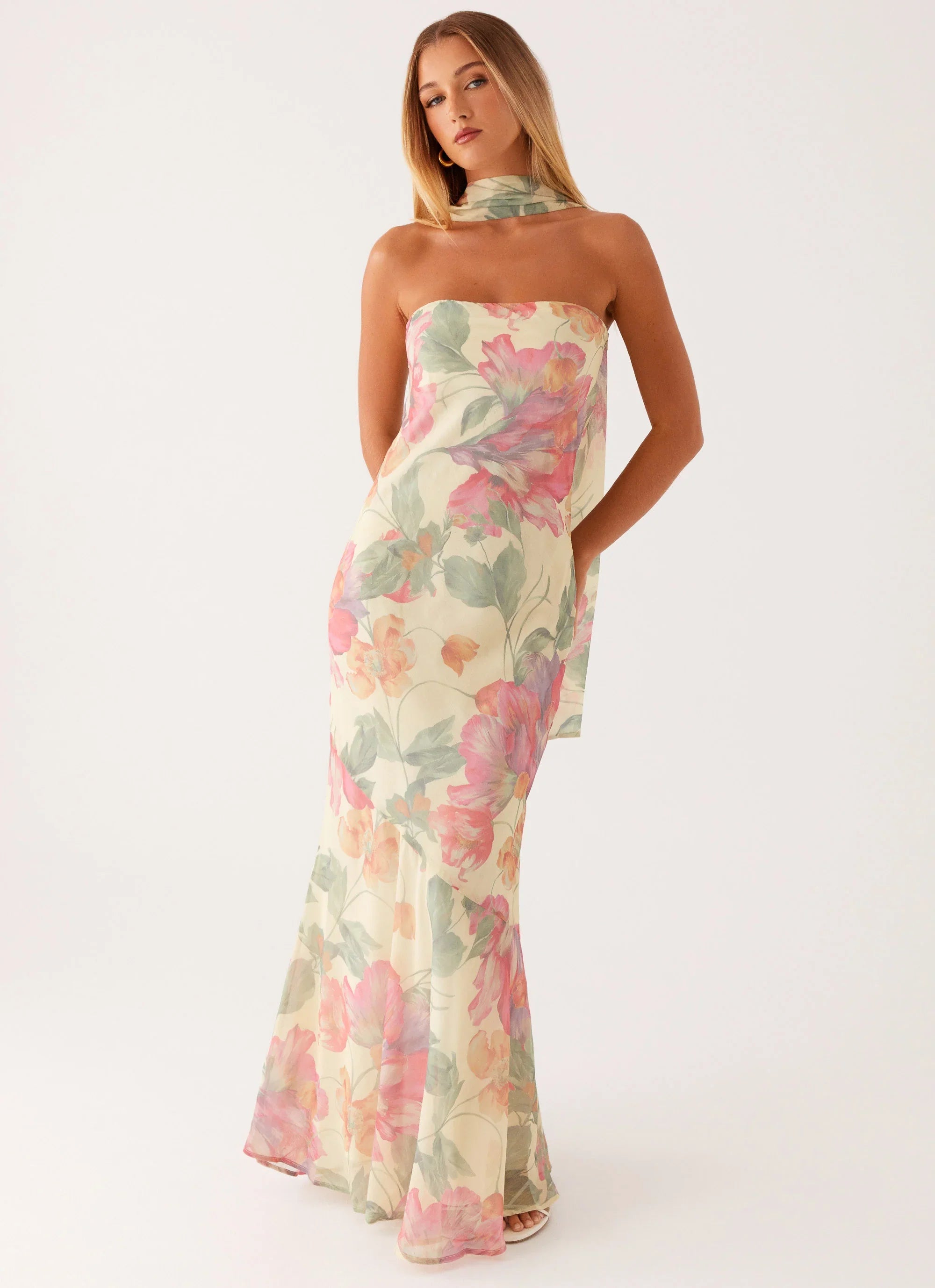 Under The Pagoda Maxi Dress Yellow Peony