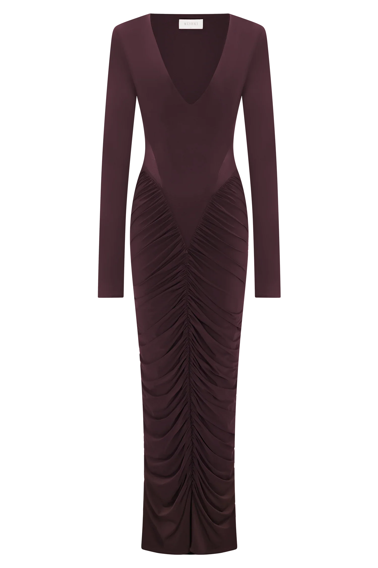 Louanne Slinky Long Sleeve Maxi Dress Burgundy