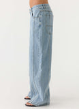 Johnny Low Rise Wide Leg Denim Jeans Light Blue Wash