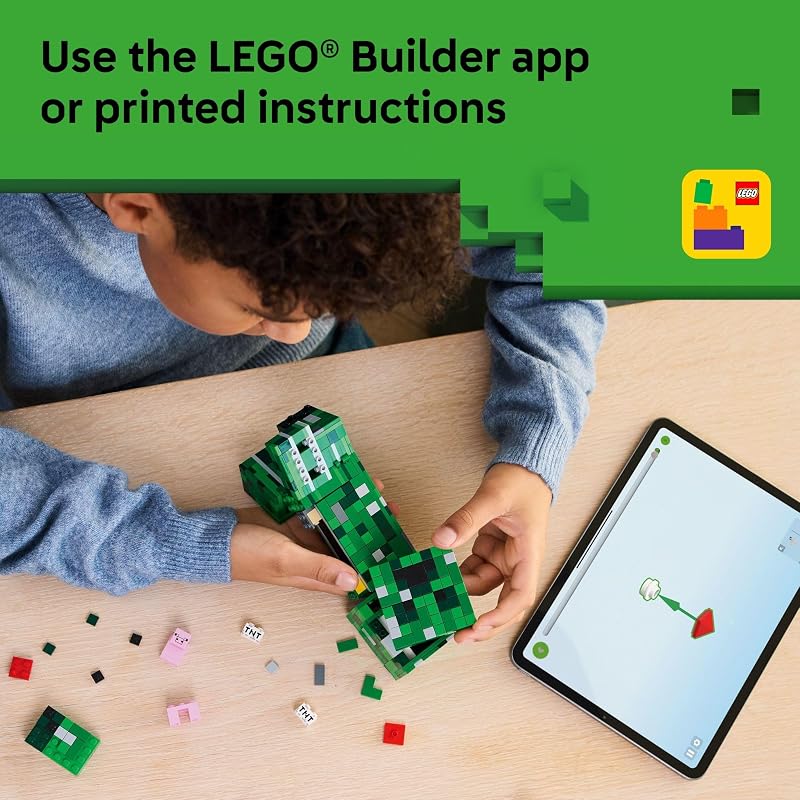 LEGO Minecraft The Creeper Kids Building Toy Minecraft Toy for Boys Girls Ages 10 Room Decor for Gamers w 1st Version Creeper Minifigure Gift for Birthdays 21276