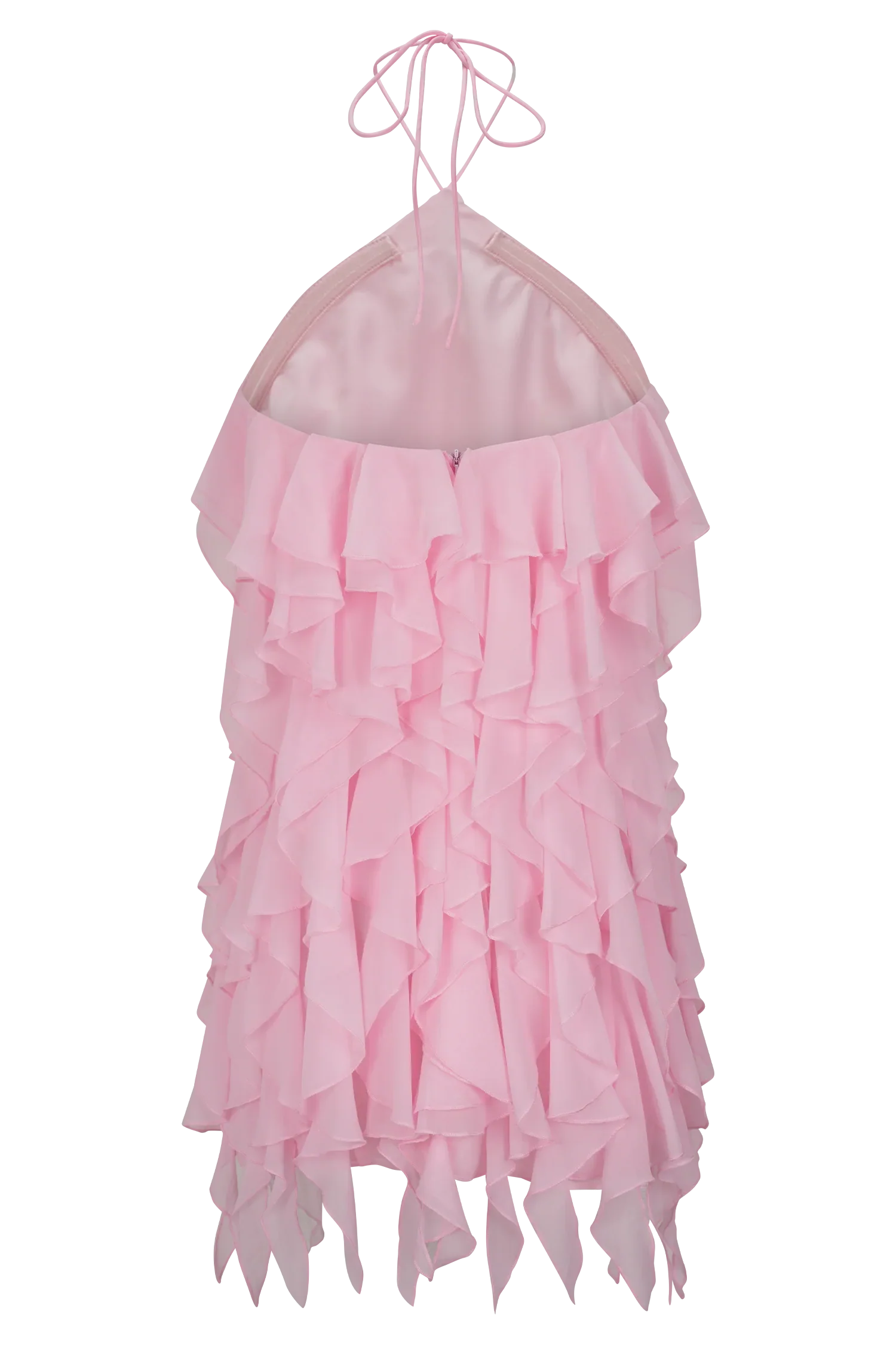 Marigold Ruffle Halter Mini Dress Powder Pink